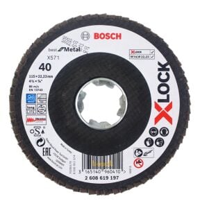 Bosch X-LOCK 115 mm 40 Kum Best Serisi Metal Flap Disk 2608619197