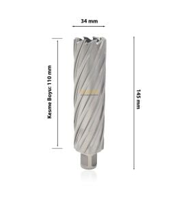 3Keego 34 x 110 mm HSS Uzun Manyetik Matkap Ucu SHC110