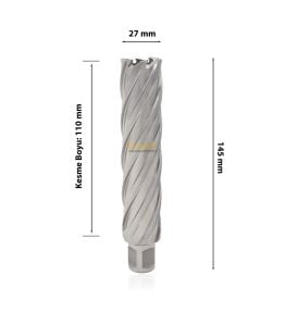 3Keego 27 x 110 mm HSS Uzun Manyetik Matkap Ucu SHC110