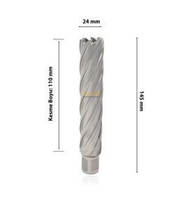 3Keego 24 x 110 mm HSS Uzun Manyetik Matkap Ucu SHC110