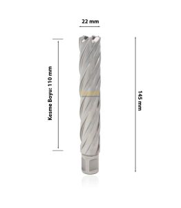 3Keego 22 x 110 mm HSS Uzun Manyetik Matkap Ucu SHC110