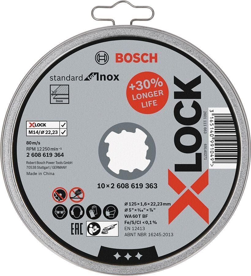 Bosch X-LOCK 125x1,6mm Inox Kesme Taşı (Paslanmaz) 10'lu 2608619364
