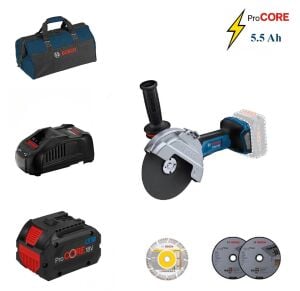 Bosch GWS 18V-180 P 1x5,5 Ah ProCORE Akülü Taşlama 180mm Bez Çantalı