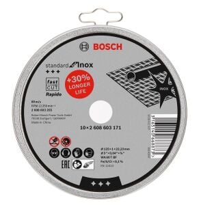 Bosch 125x1 mm Standart 10'lu Paslanmaz Kesme Taşı Rapido 2608603255
