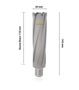 3Keego 30 x 110 mm TCT Uzun Elmas Manyetik Matkap Ucu HC110