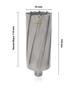 3Keego 55 x 110 mm TCT Uzun Elmas Manyetik Matkap Ucu HC110