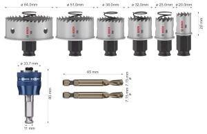 Bosch Pro 8 Parça Yaylı İnox ve Çelik Kesim Panç Seti 20-64 mm 2608594473