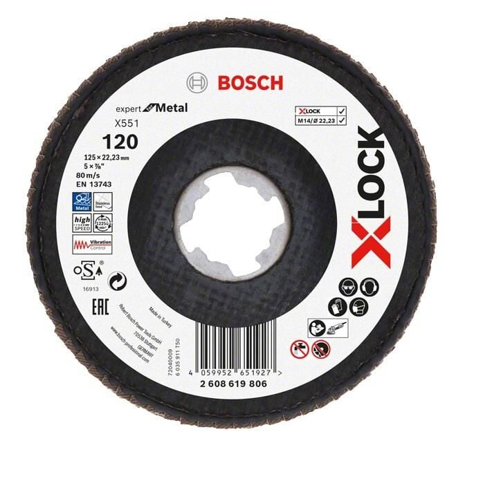 Bosch X-LOCK Flap Disk 125 mm 120 Kum X551 2608619806