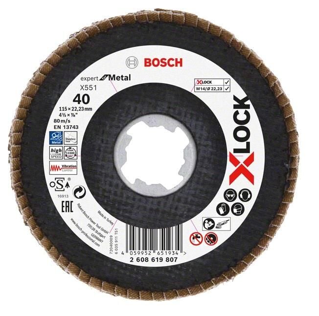 Bosch X-LOCK Flap Disk 115 mm 40 Kum X551 2608619807