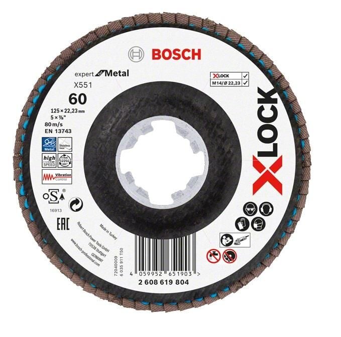 Bosch X-LOCK Flap Disk 125 mm 60 Kum X551 2608619804