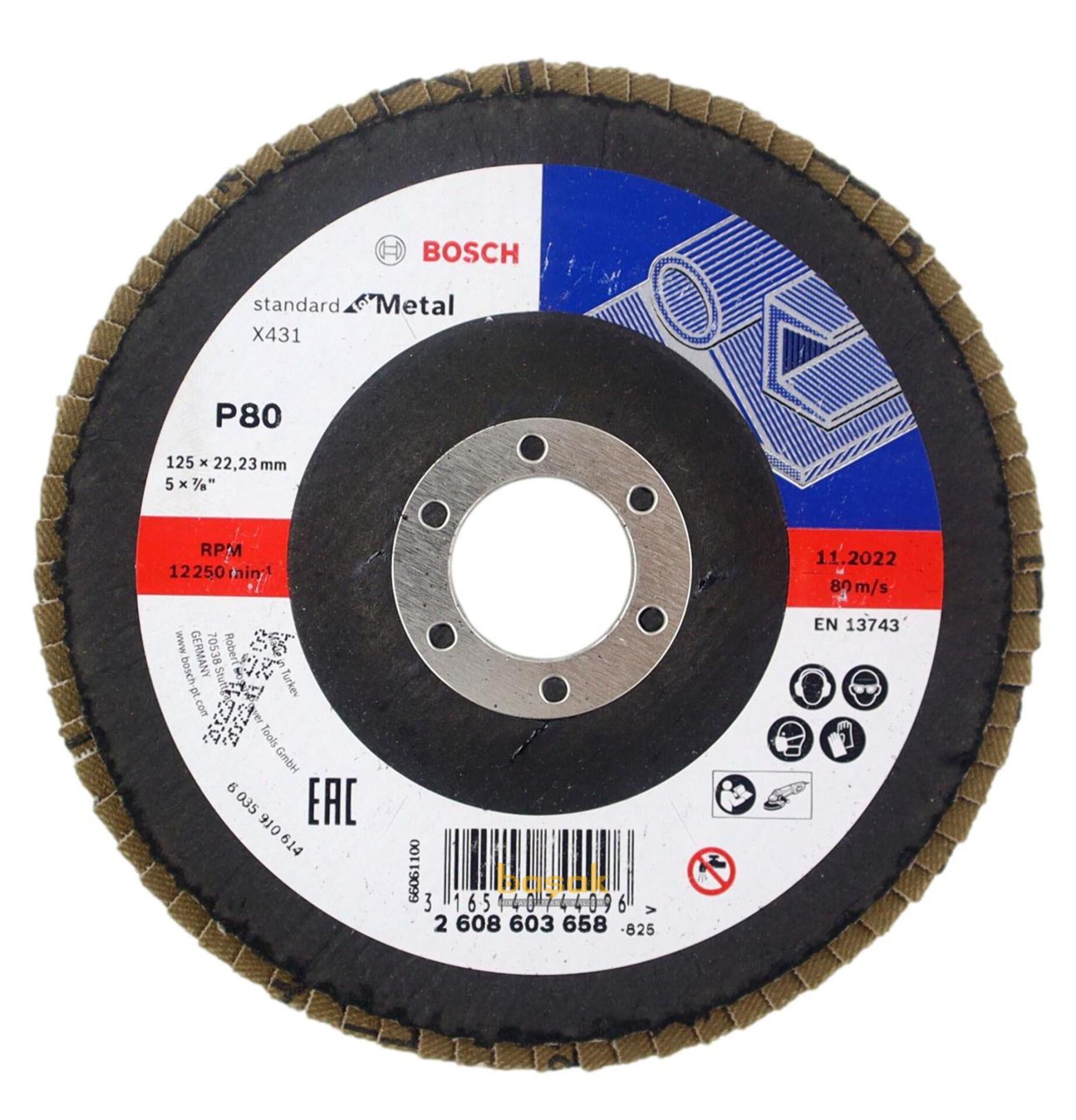 Bosch 125 mm 80 Kum X431 Standart Metal Flap Disk 2608603658