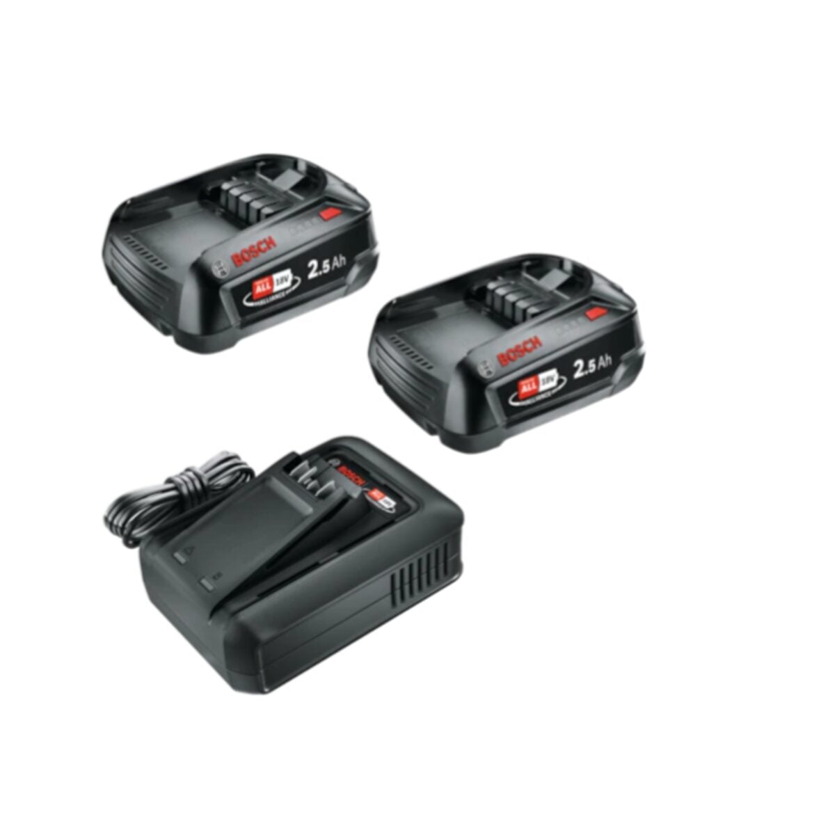 Bosch 18V başlangıç seti iki adet 2,5 Ah akü ve AL 18V-44 şarj cihazı