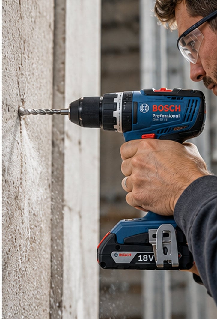 Bosch GSB akülü darbeli delme vidalama makinesiyle duvarda delik açan usta