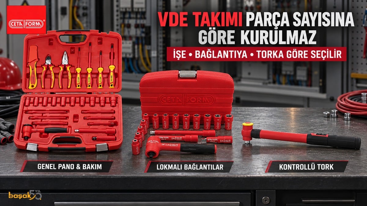 Ceta Form VDE alet seti, izoleli lokma takımı ve 3/8 tork anahtarı seçimi