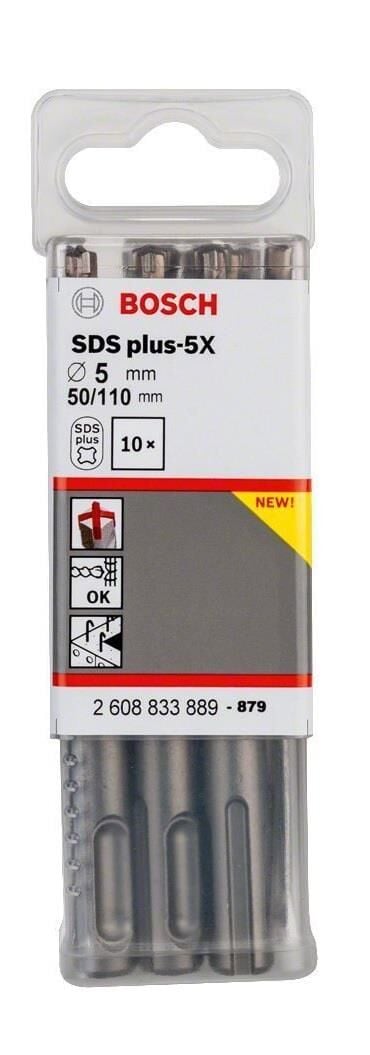 Bosch SDS Plus-5X 10'lu 5 x 110 mm Dört Elmaslı Matkap Ucu 2608833889
