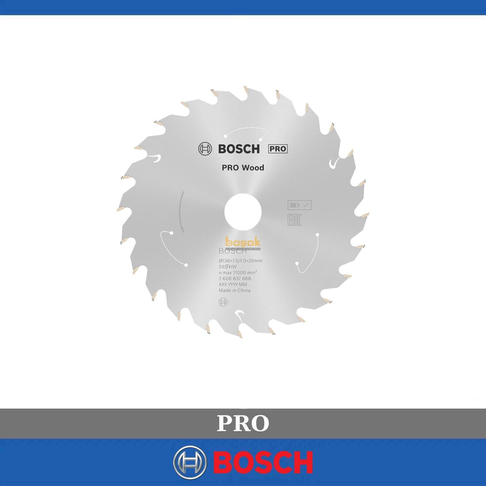 Bosch Pro 136x20 mm 24 Diş Akülü Ahşap Daire Testeresi 2608837668