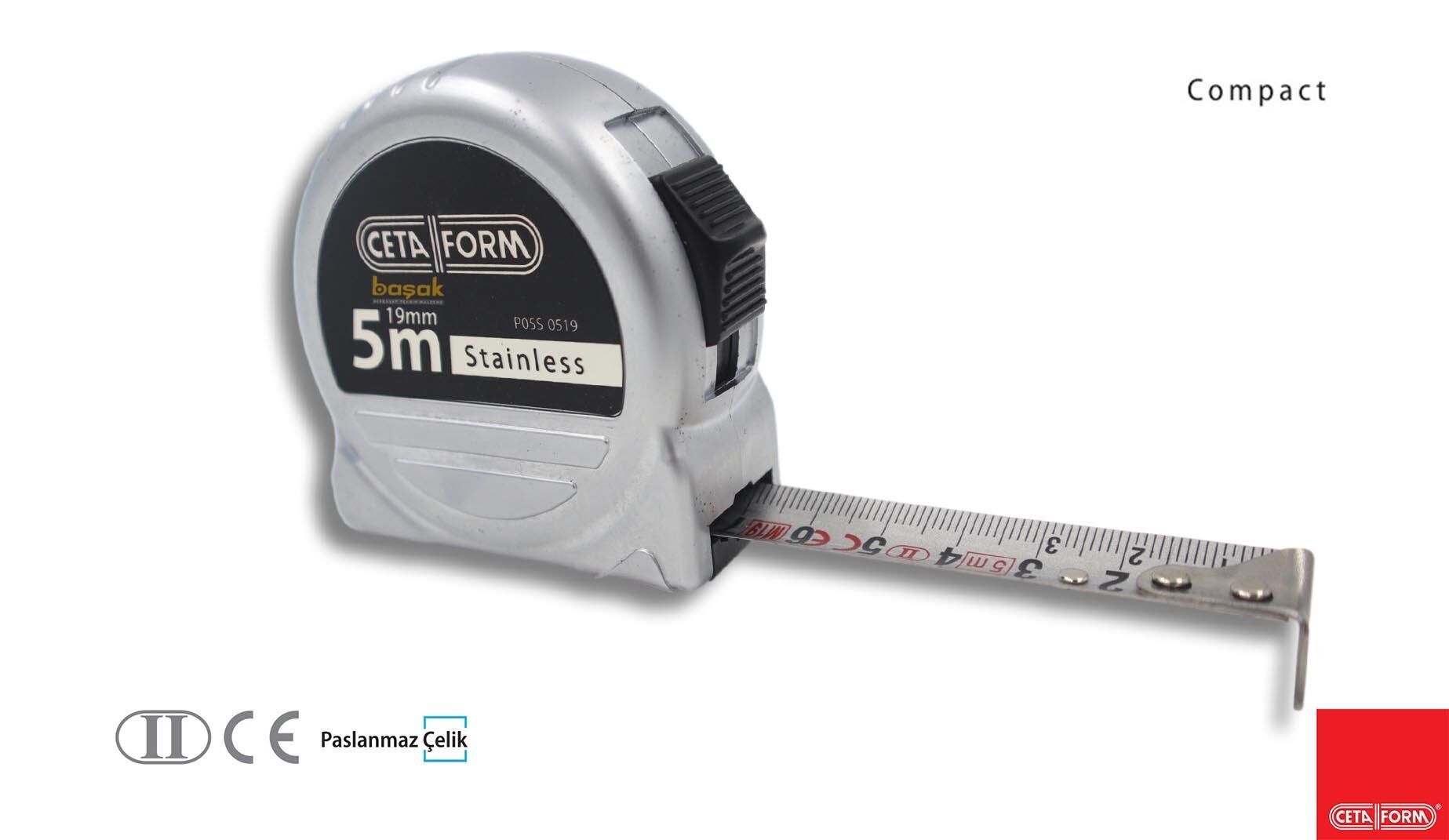 Ceta Form Compact 5 metre Şerit Metre (Paslanmaz Çelik) P05S-0519