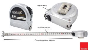Ceta Form Compact 5 metre Şerit Metre (Paslanmaz Çelik) P05S-0519