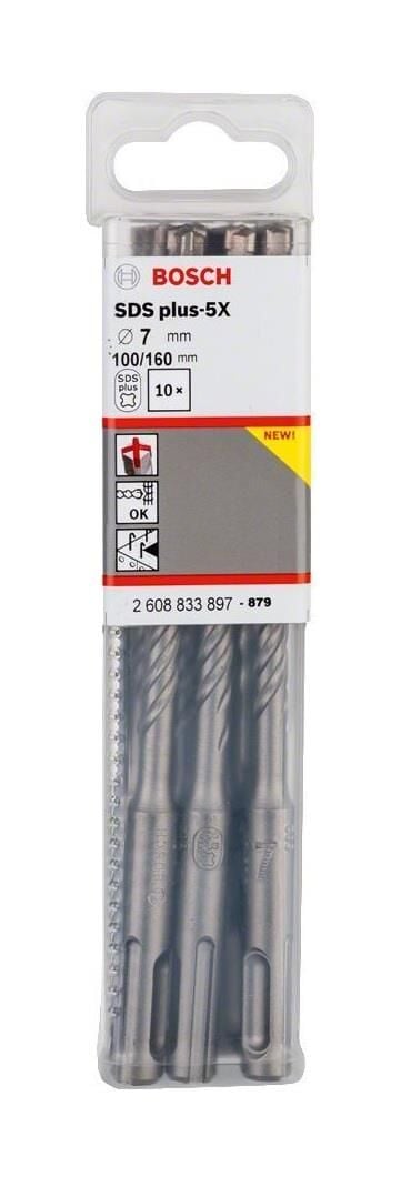 Bosch SDS Plus-5X 10'lu 7 x 160 mm Dört Elmaslı Matkap Ucu 2608833897