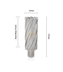 3Keego 34 x 75 mm HSS Uzun Manyetik Matkap Ucu SHC75