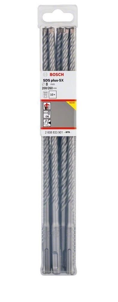Bosch SDS Plus-5X 10'lu 8 x 260 mm Dört Elmaslı Matkap Ucu 2608833901