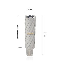 3Keego 28 x 75 mm HSS Uzun Manyetik Matkap Ucu SHC75