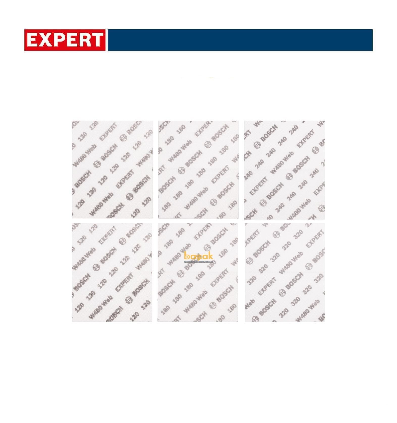 Bosch Expert W480 Web 6'lı Çok Amaçlı Elde Zımparalama Kâğıdı Seti 2608902431