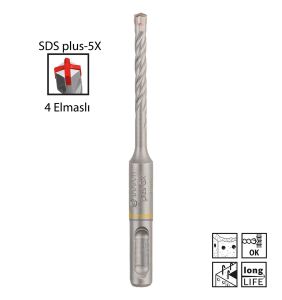 Bosch SDS Plus-5X 5 x 110 mm Dört Elmaslı Matkap Ucu 2608833771