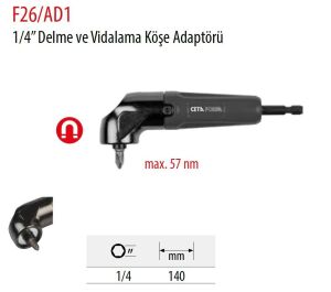 Ceta Form 1/4” Delme ve Vidalama Köşe Adaptörü F26/AD1