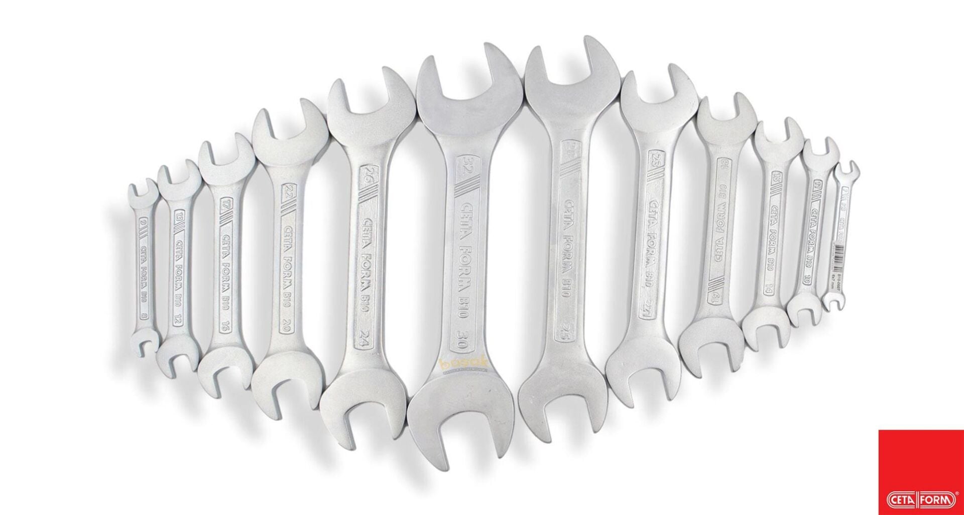 Ceta Form 12'li Açık Ağız Anahtar Takımı Plastik Klipsli B10-P12