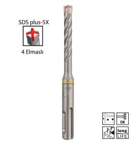 Bosch SDS Plus-5X 7 x 110 mm Dört Elmaslı Matkap Ucu 2608833785