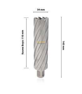 3Keego 34 x 110 mm HSS Uzun Manyetik Matkap Ucu SHC110