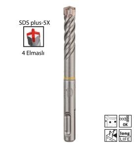 Bosch SDS Plus-5X 10 x 110 mm Dört Elmaslı Matkap Ucu 2608833797