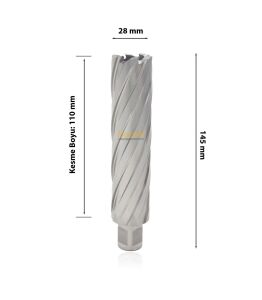 3Keego 28 x 110 mm HSS Uzun Manyetik Matkap Ucu SHC110