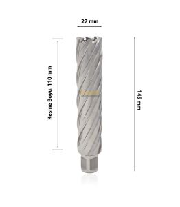 3Keego 27 x 110 mm HSS Uzun Manyetik Matkap Ucu SHC110