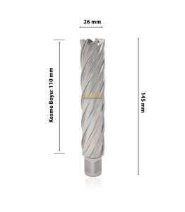 3Keego 26 x 110 mm HSS Uzun Manyetik Matkap Ucu SHC110
