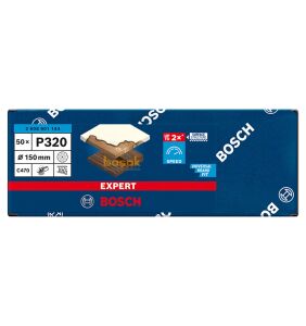 Bosch Expert C470 150 mm 320 kum Çok Delikli Zımpara Kağıdı 50'li 2608901144