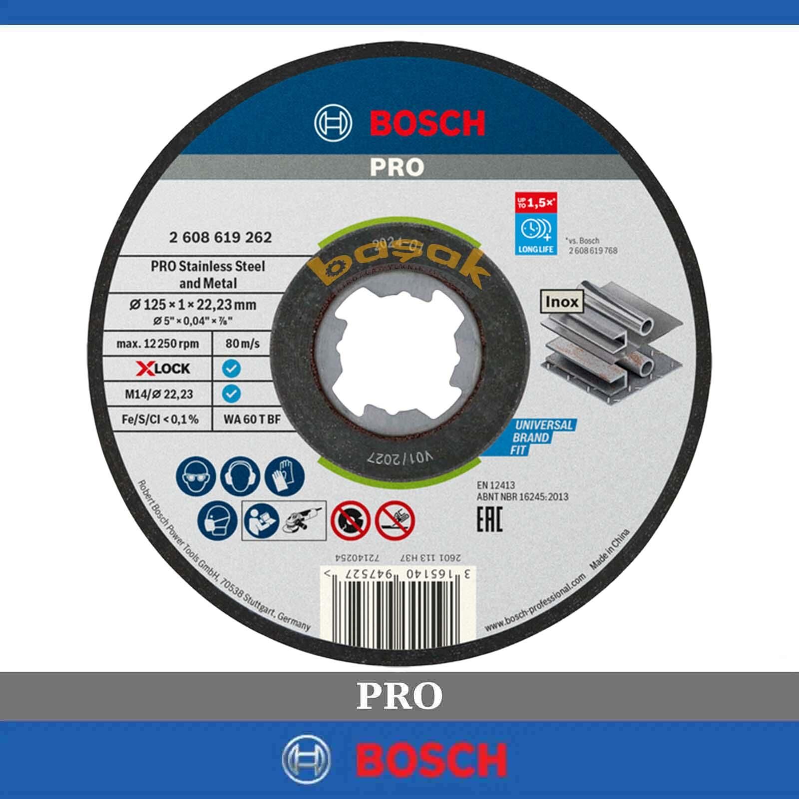 Bosch X-LOCK 125x1mm Inox (Paslanmaz Çelik) Kesme Taşı Rapido 2608619262