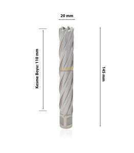 3Keego 20 x 110 mm HSS Uzun Manyetik Matkap Ucu SHC110
