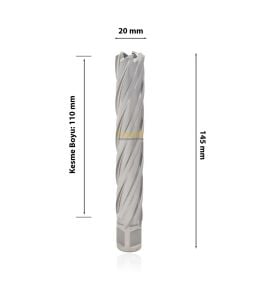 3Keego 20 x 110 mm HSS Uzun Manyetik Matkap Ucu SHC110