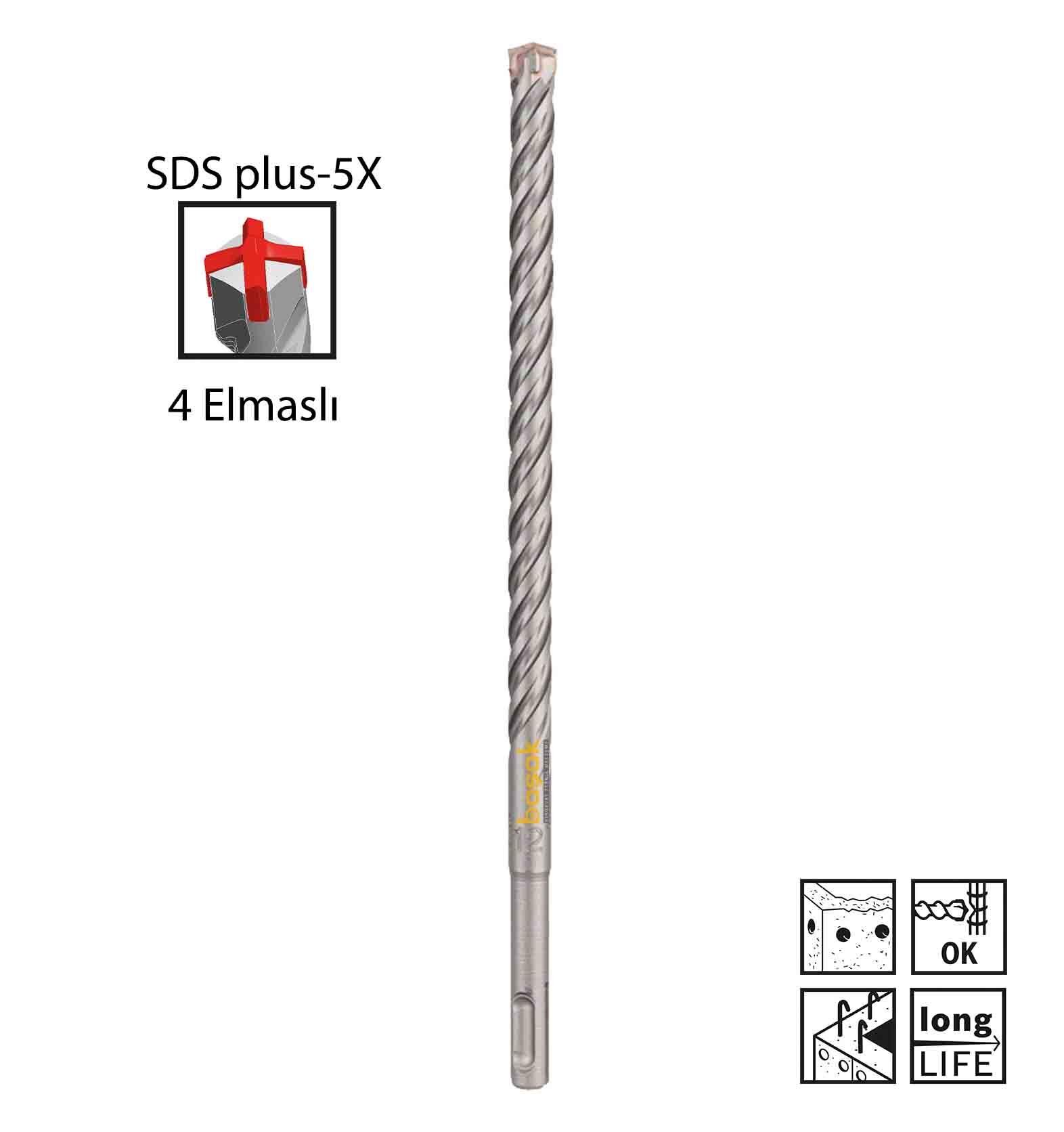 Bosch SDS-Plus-5X 12  x  260 mm 4 Elmaslı Matkap Ucu  2608833809