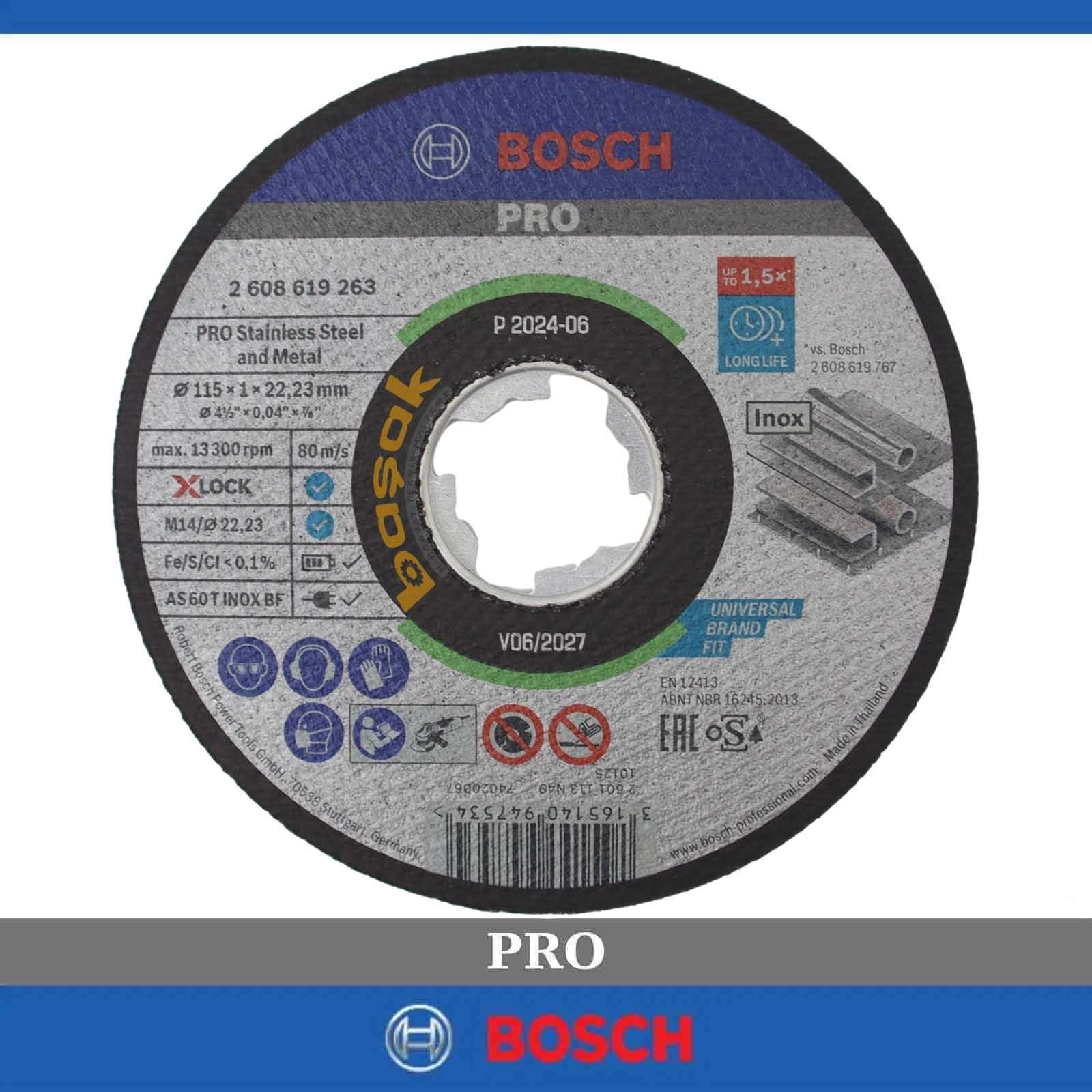 Bosch X-LOCK 115x1mm Expert Inox (Paslanmaz Çelik) Kesme Taşı Rapido 2608619263