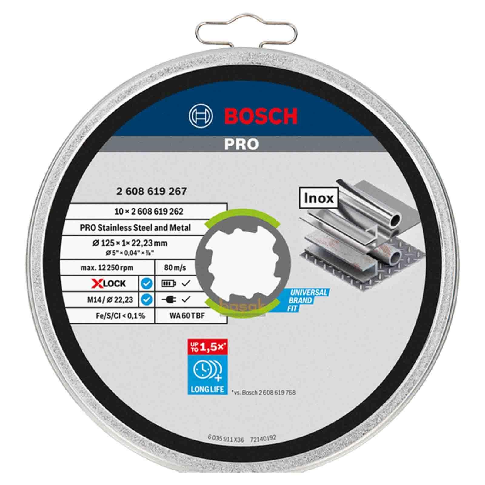 Bosch X-LOCK 125*1mm Inox (Paslanmaz) Kesme Taşı 10'lu 2608619267