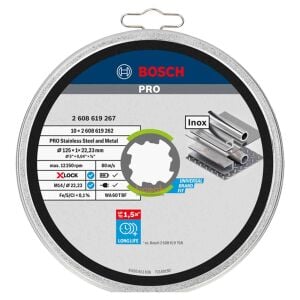 Bosch X-LOCK 125*1mm Inox (Paslanmaz) Kesme Taşı 10'lu 2608619267