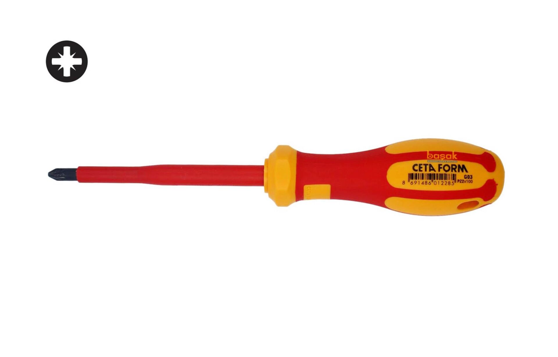 Ceta Form PZ  2 x 100 1000 volt VDE İzoleli Pozidriv Uçlu Tornavida G03-002-100