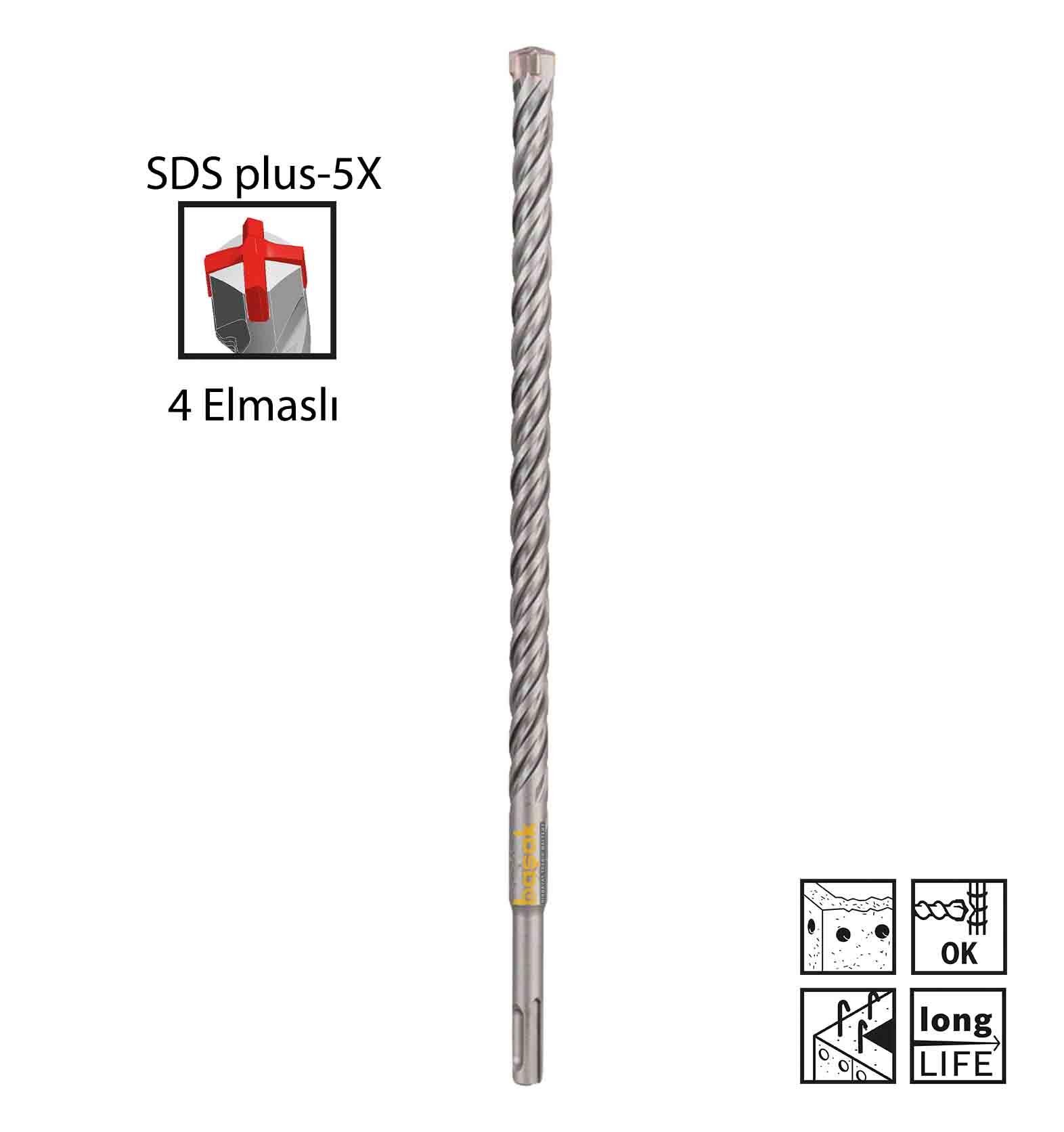 Bosch SDS Plus-5X 14 x 310 mm Dört Elmaslı Matkap Ucu 2608833819