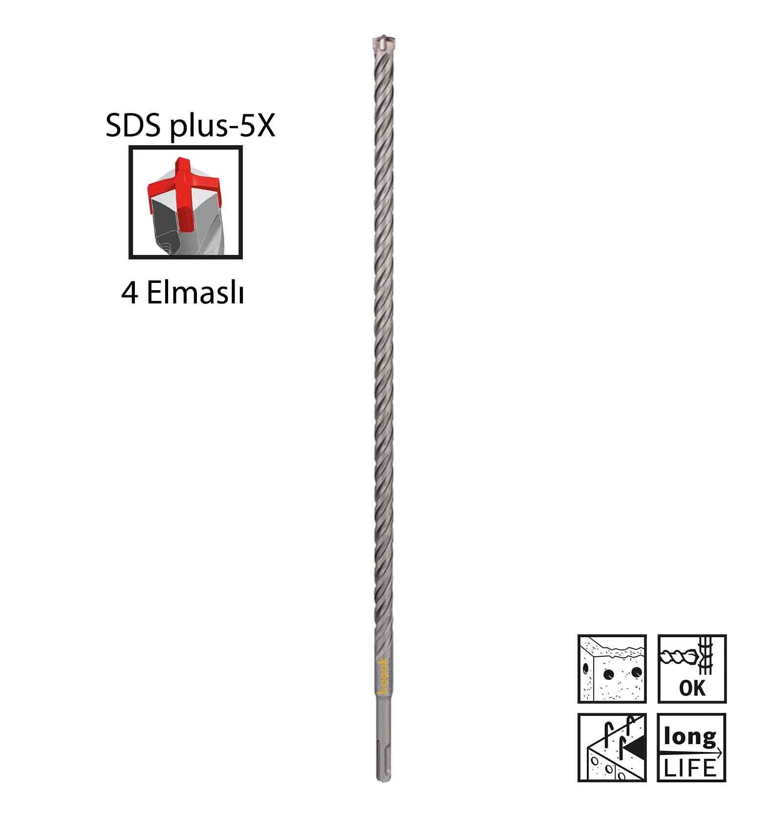 Bosch SDS-Plus-5X 14 x 460 mm 4 Elmaslı Matkap Ucu 2608833821