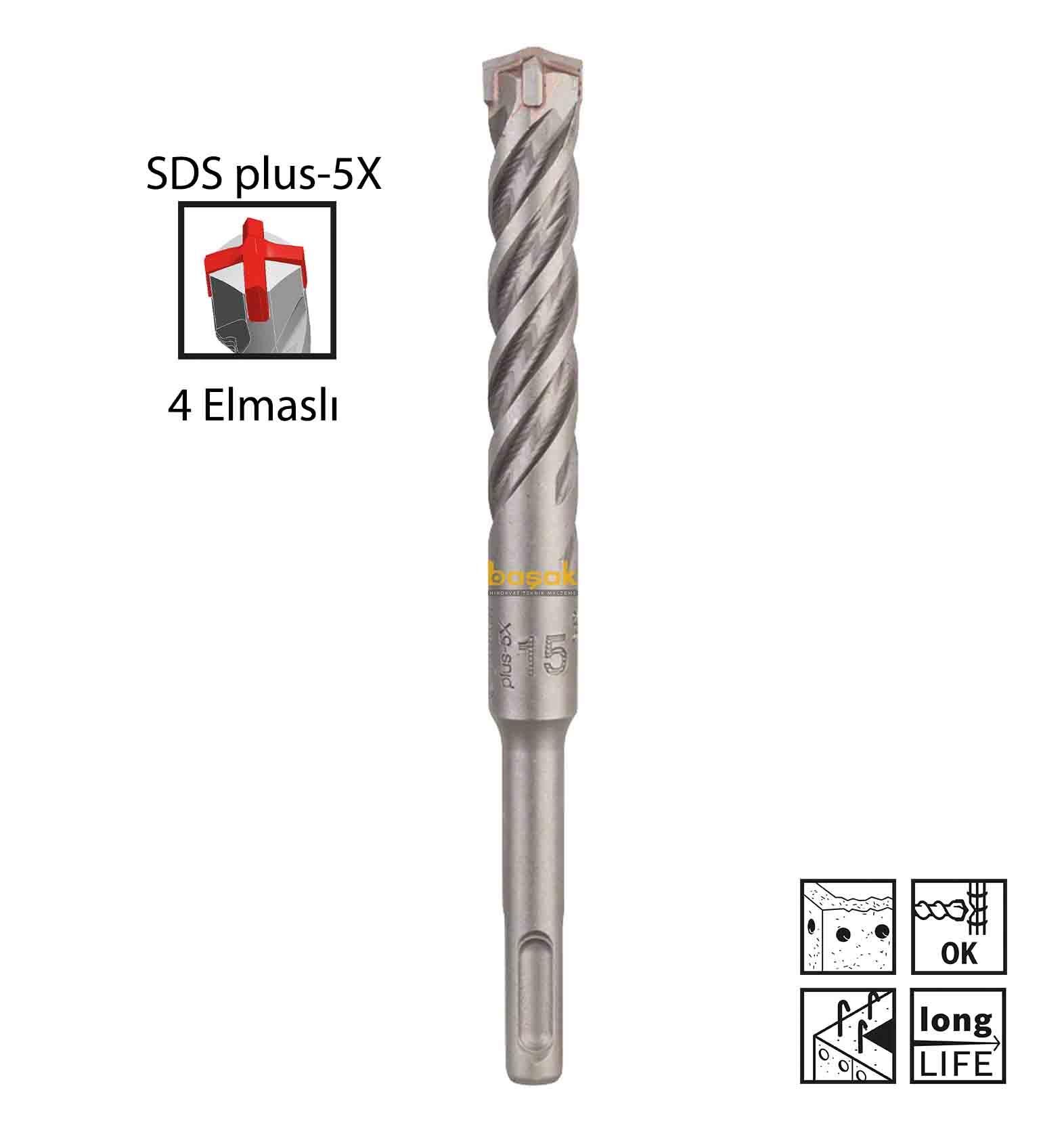 Bosch SDS Plus-5X 15 x 160 mm Dört Elmaslı Matkap Ucu 2608833822