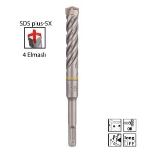 Bosch SDS Plus-5X 15 x 160 mm Dört Elmaslı Matkap Ucu 2608833822