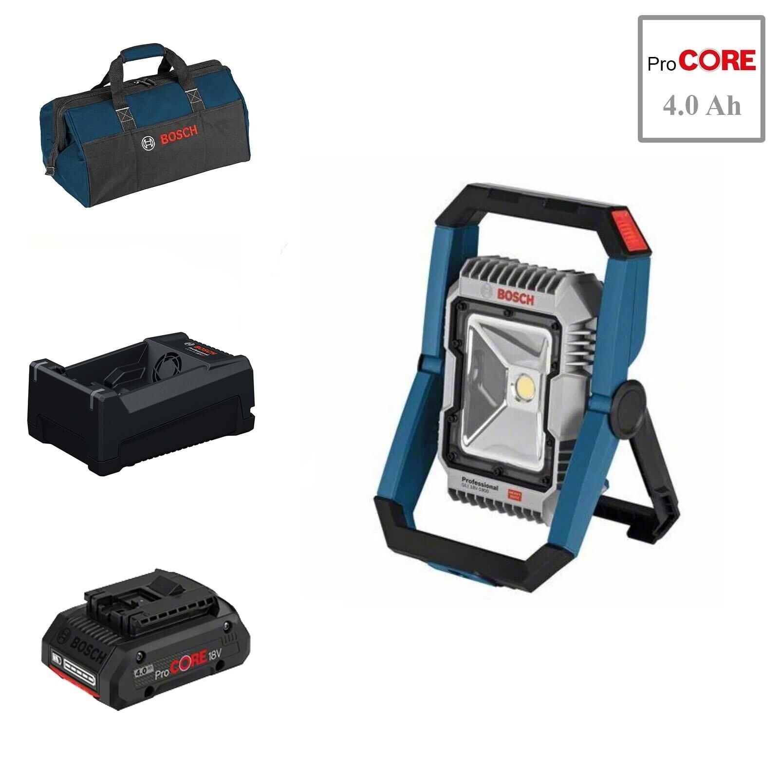 Bosch GLI 18V-1900 1x4 Ah ProCORE Akülü 1900 Lümen Projektör Bez Çantalı